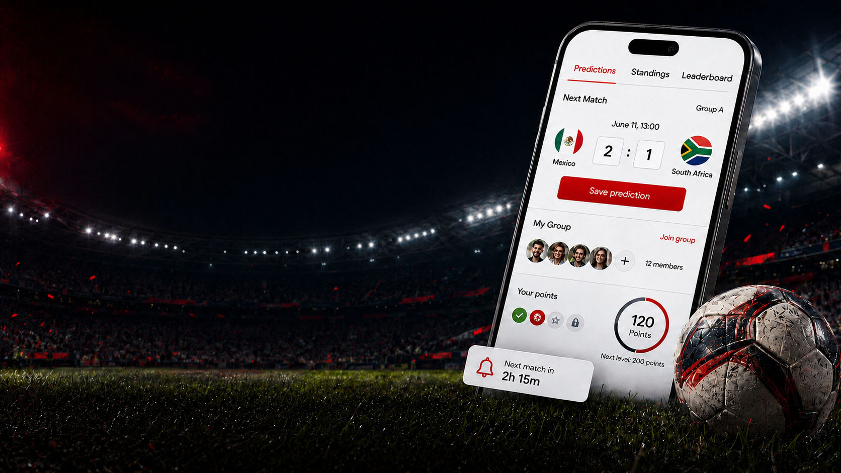Pronostici Mondiali — atmosfera da stadio con anteprima mobile